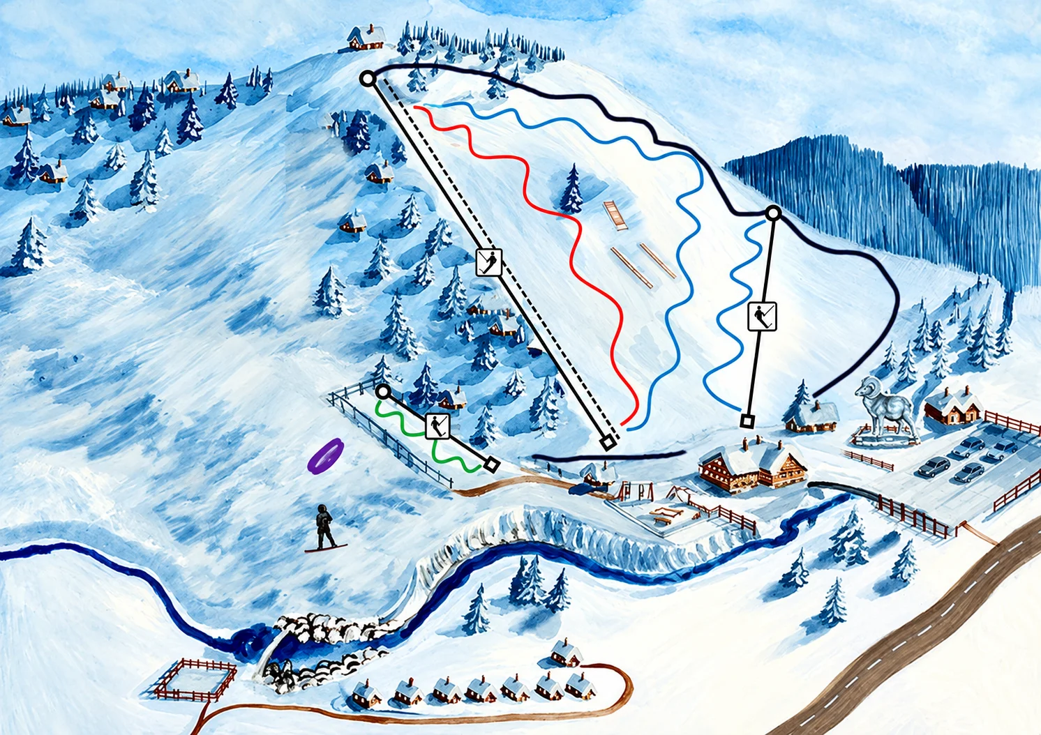 Mapa tras i wyciągów Podstolice-Ski